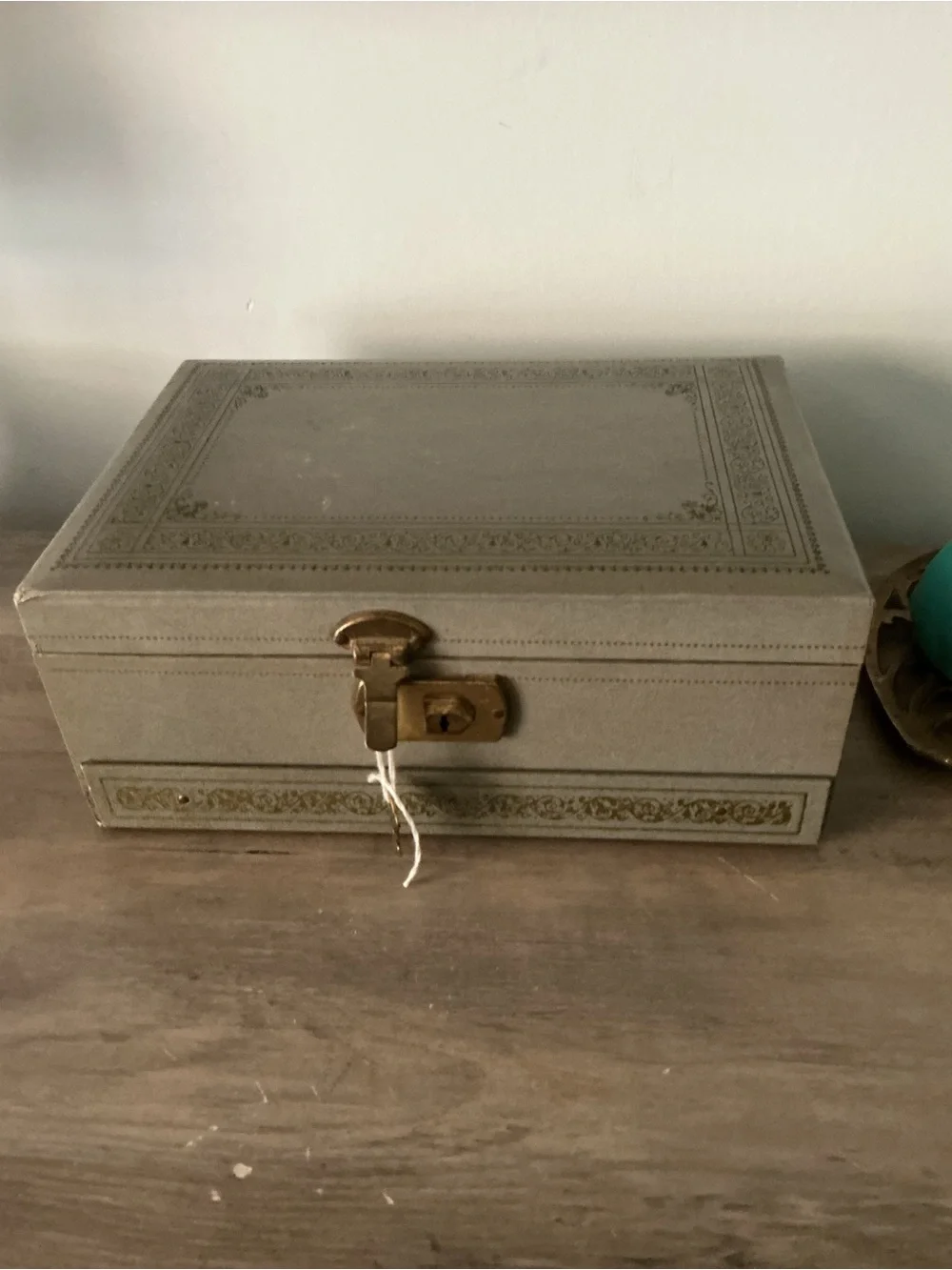 Decorative Gray Jewelry Storage Box with lock